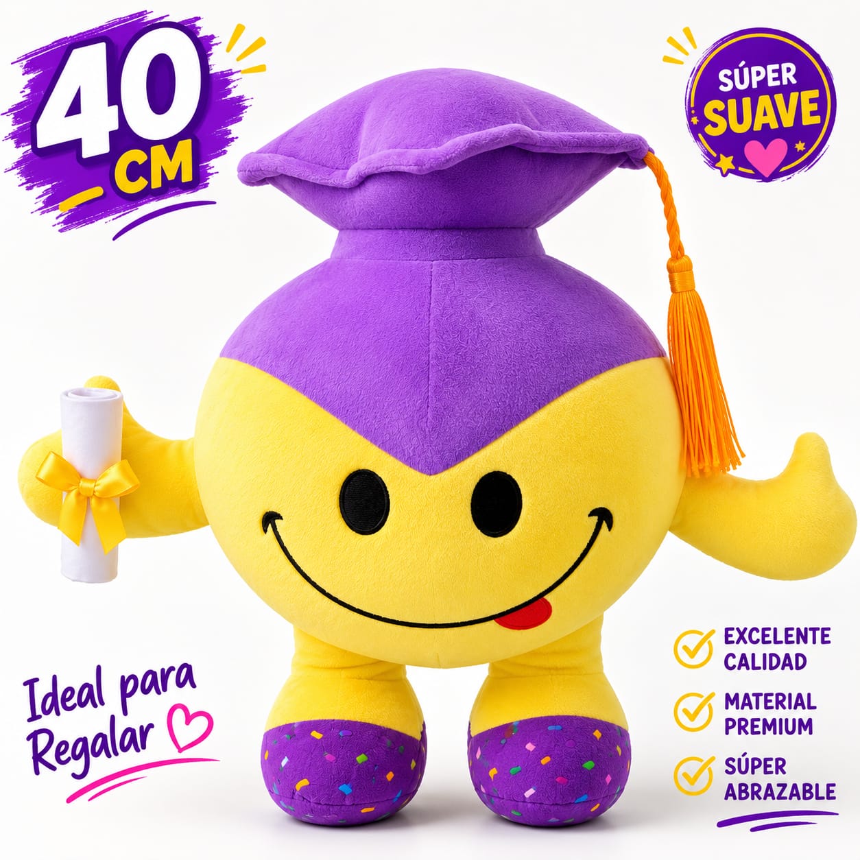 Peluche de emoji para graduación